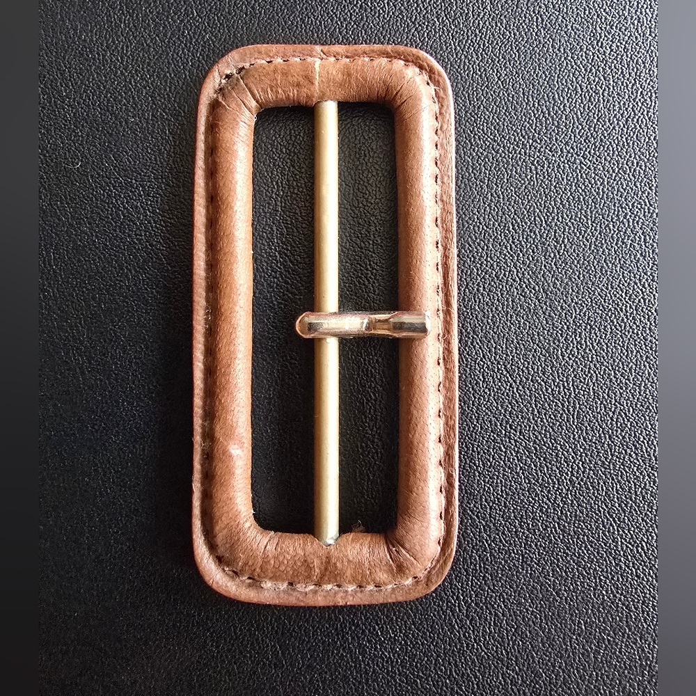 100% Leather Brown Rectangular Belt Buckles